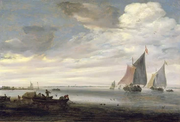 Brede riviermonding met boten, ca. 1660